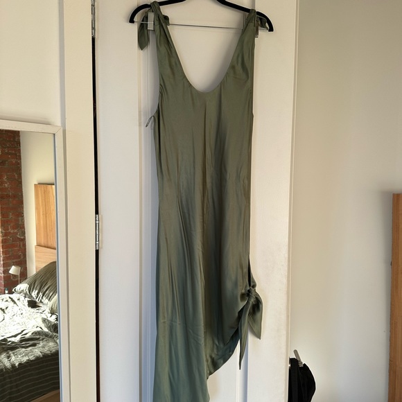 Cult Gaia Delilah Tie Detailed Silk Satin Mini Dress Seaspray M NWT $598.00 - Picture 8 of 10